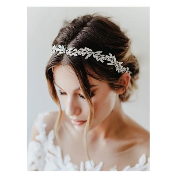 SWEETV Leaf Wedding Headpieces for Bride Silver Bridal Headband Flower Girl main image 5